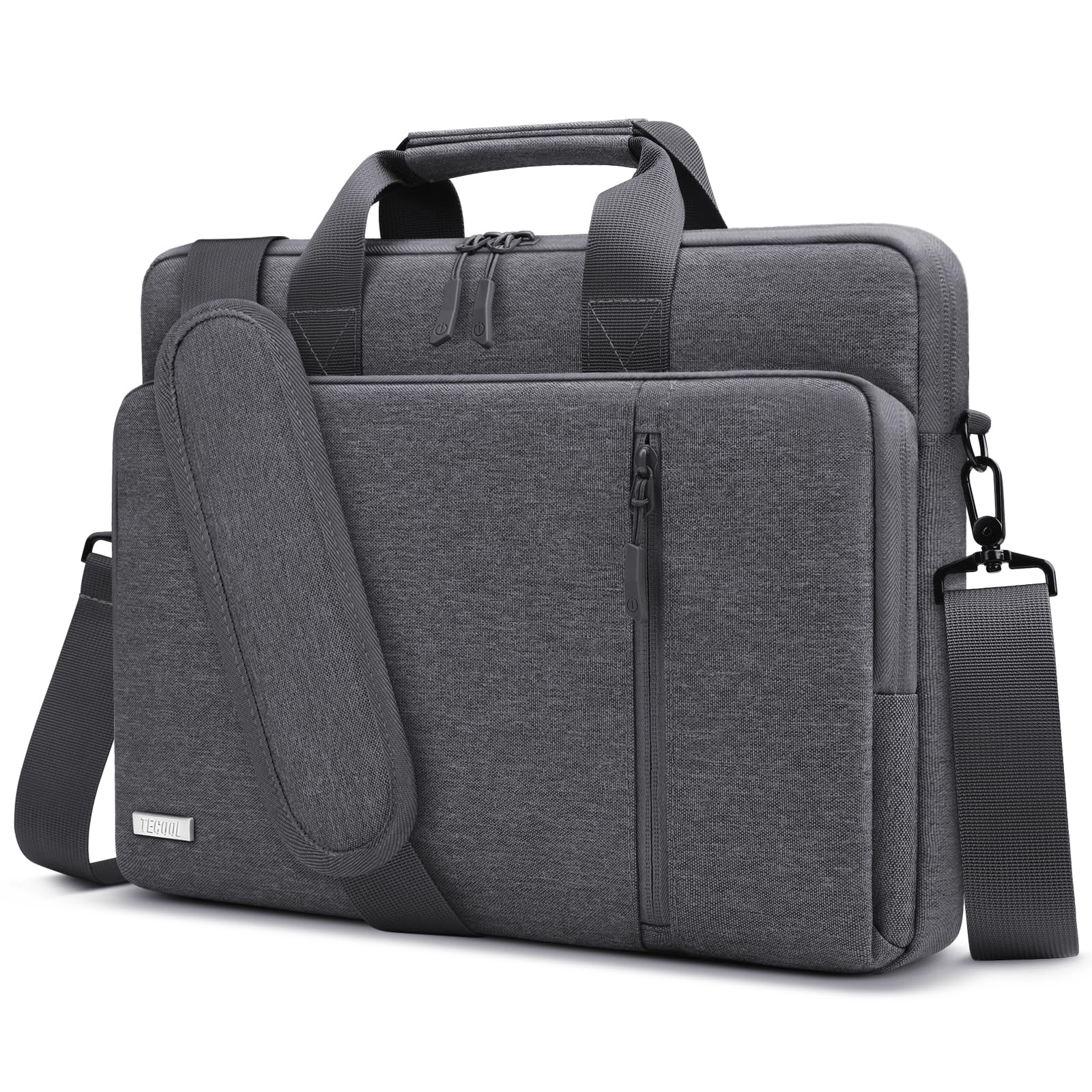 TECOOL 15,6 16 Zoll Laptoptasche, 360° Schutz Laptop Schultertasche Umhängetasche für 15-15,6'' Lenovo Acer ASUS Dell HP Notebook Wasserdicht Aktentasche, 16 Zoll MacBook Pro, Vivobook 16, Dunkelgrau
