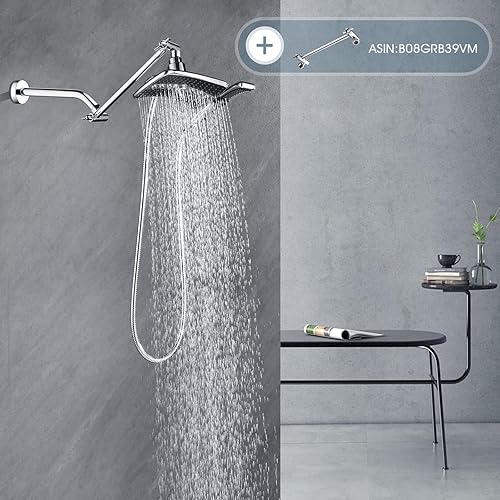 Vista 61 de BRIGHT SHOWERS Brazo de extensión de cabezal de ducha de 13 pulgadas con brida en forma de S, extensor de altura alta, brazo largo de acero Cromo