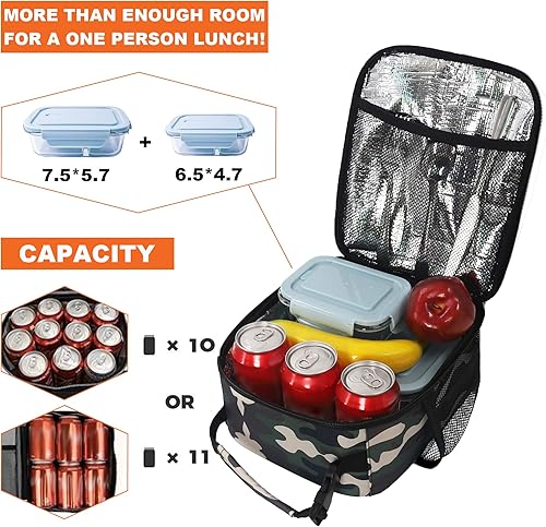 Miniatura 54 de Lonchera para hombres, mujeres y adultos, pequeña bolsa de almuerzo para oficina, trabajo, picnic, lonchera portátil reutilizable, color negro Negro