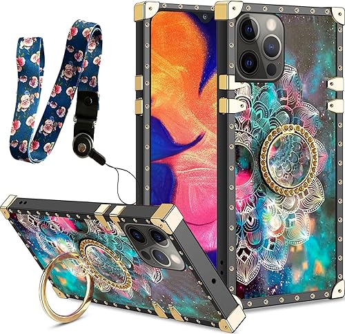 nancheng Funda cuadrada para iPhone 12 Pro Max (6.7 pulgadas), linda funda protectora a prueba de golpes para niñas y mujeres, diseño de flores