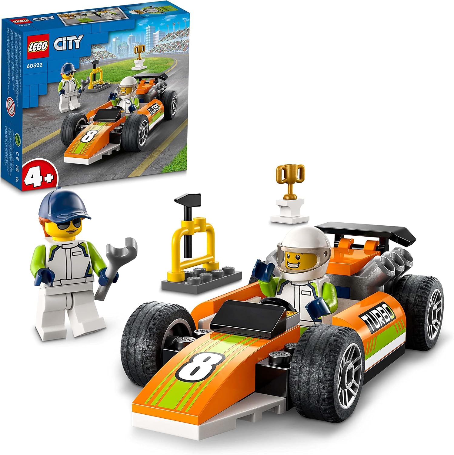 rennwagen spielzeug LEGO 60322 City Rennauto, Formel 1 Auto für Kinder ab 4 Jahren