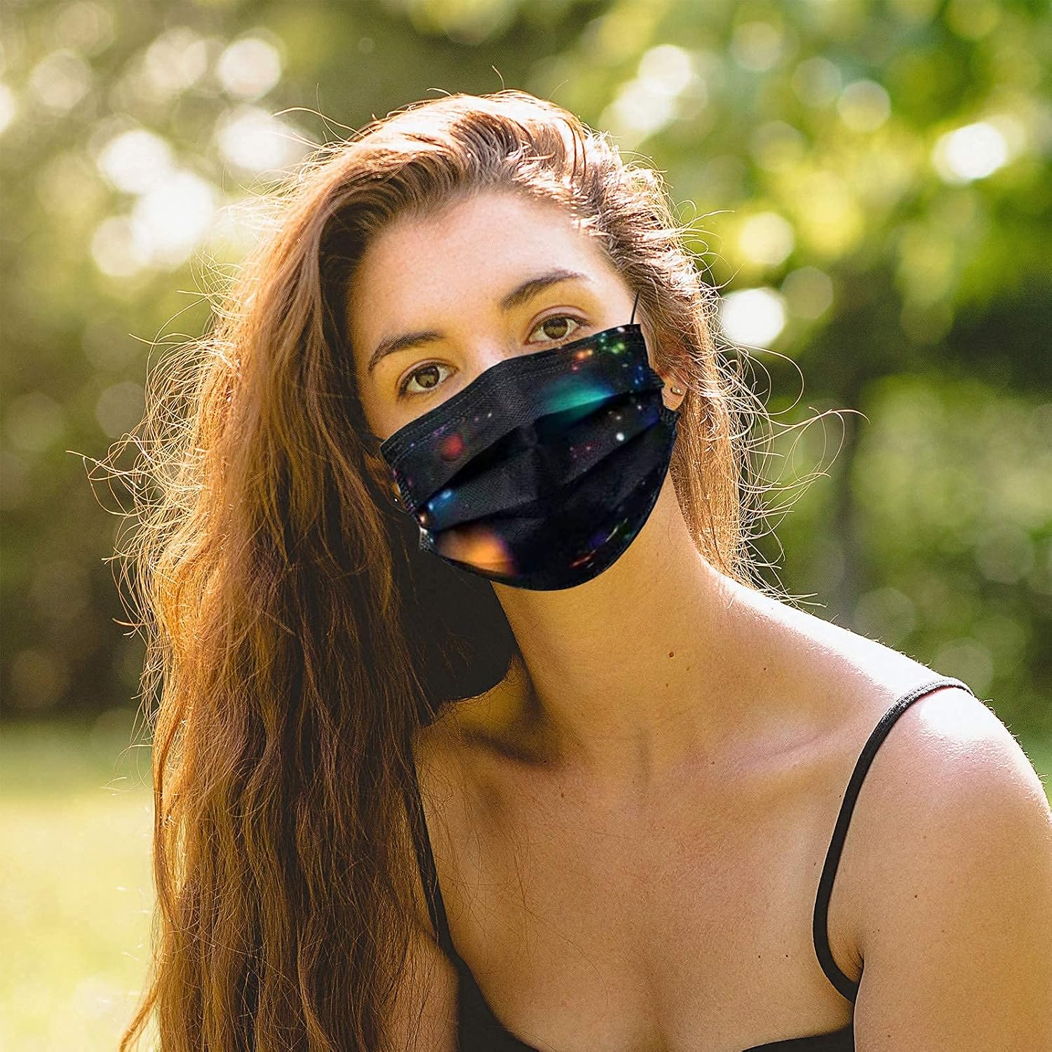 50PCS Disposable Starry Galaxy Pattern Face Masks,3 Ply Breathable Safety Mask,Disposable Mouth Face Cover for Adults (Galaxy A)