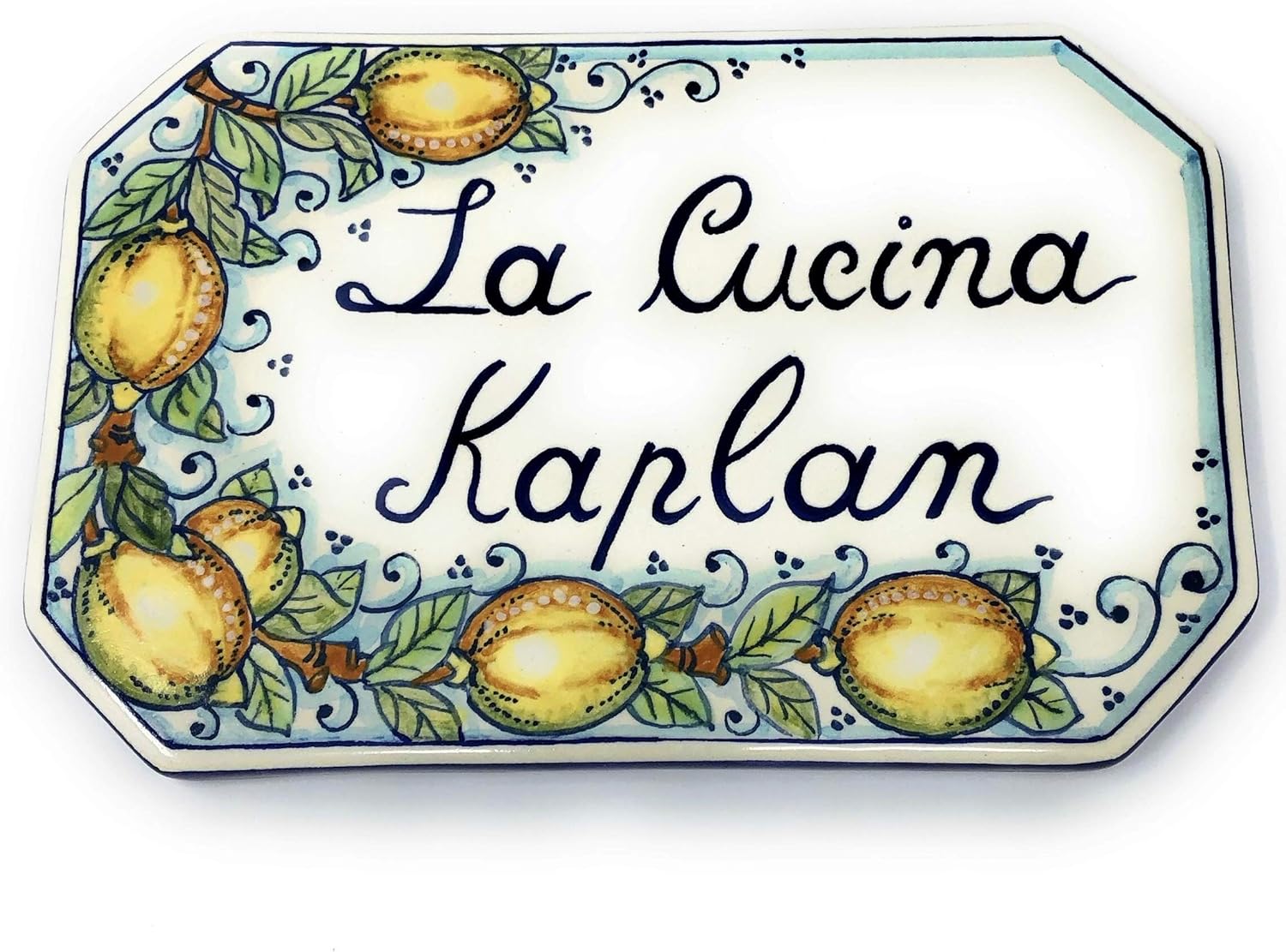 CERAMICHE D'ARTE PARRINI - Italian Ceramic Art Pottery Tile Custom House Number Civic Address Plaques Decorated Lemons Hand Painted Made in ITALY Tuscan