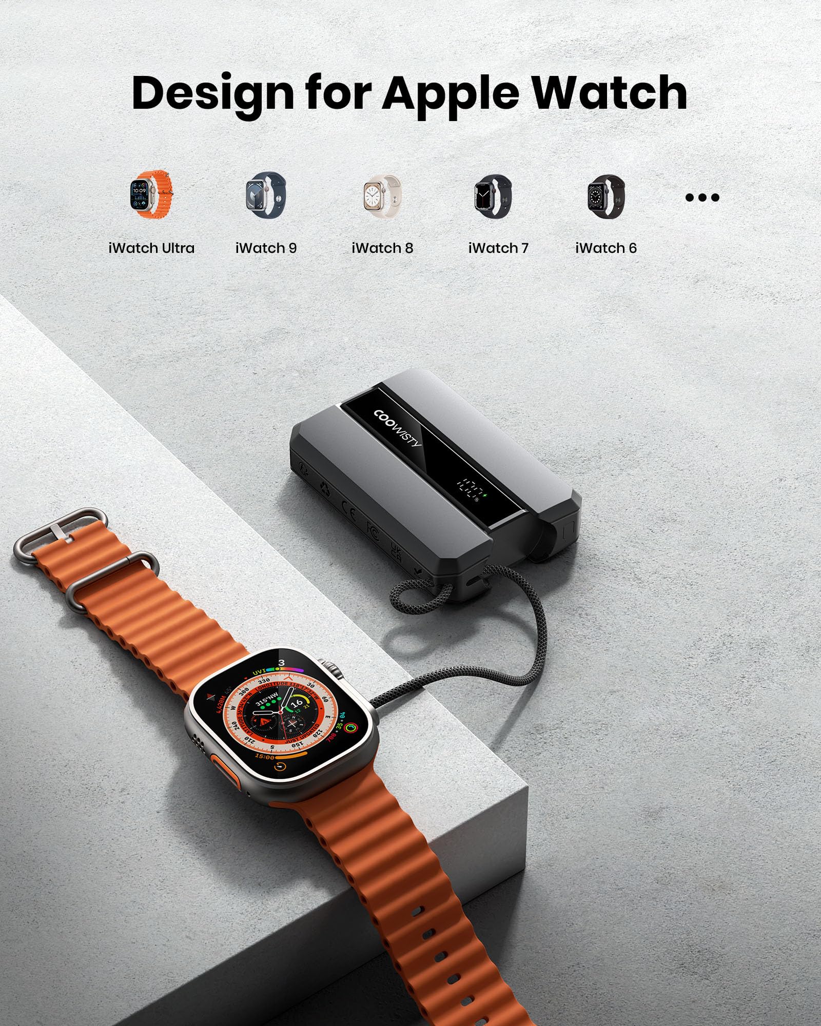 Coowisty Power bank 10000mAh, USB C PowerBank 20W PD caricatore portatile da con ricarica rapida for iPhone,Compatible with Apple Watch Series 9/8/7/6/Se/5/4/3/2, iPhone15