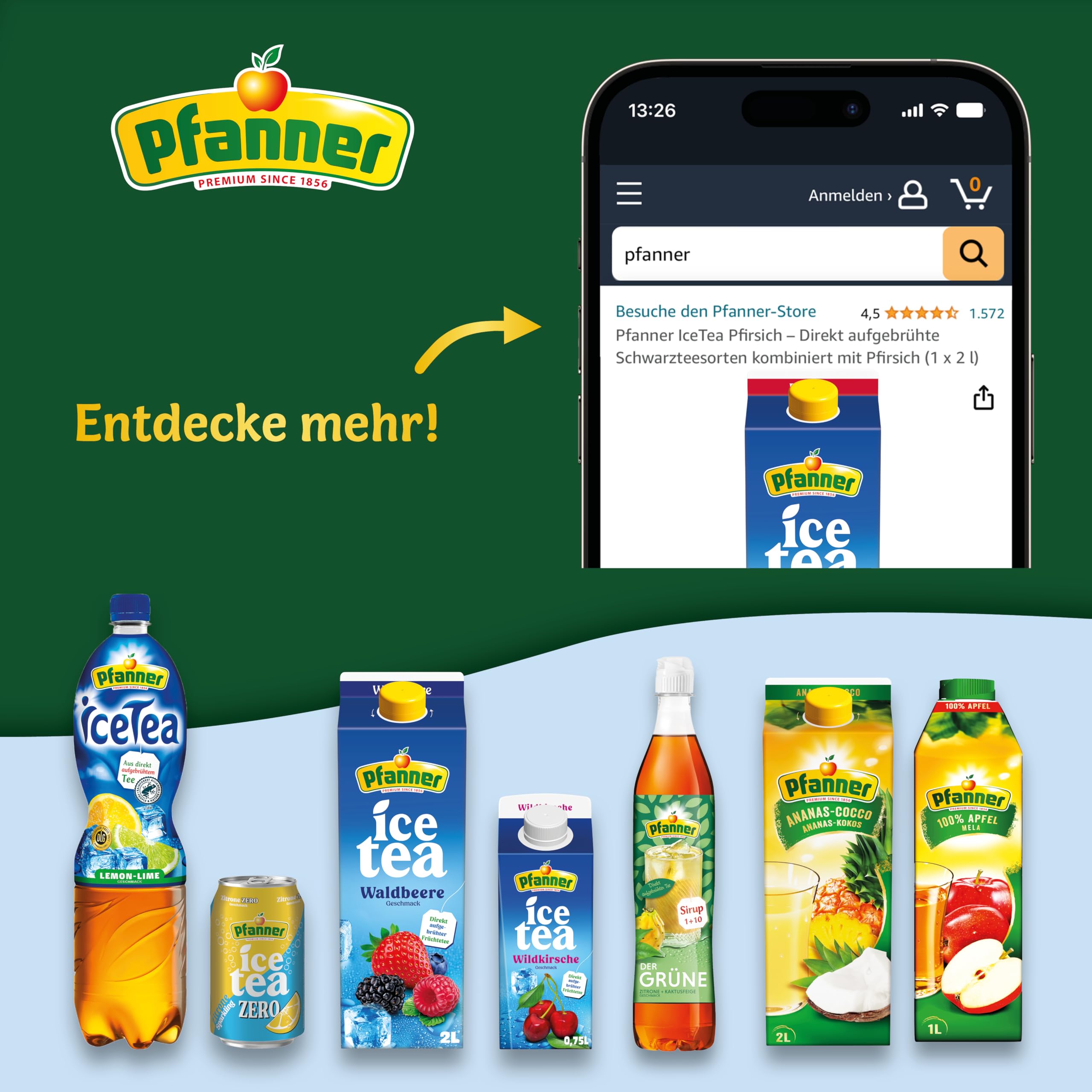 Pfanner Pure Tea Weißer Tee (1 x 1 l) – Eistee ohne Zucker und ohne Süßstoffe - Bio Tee mit Holunder und Zitronensaft