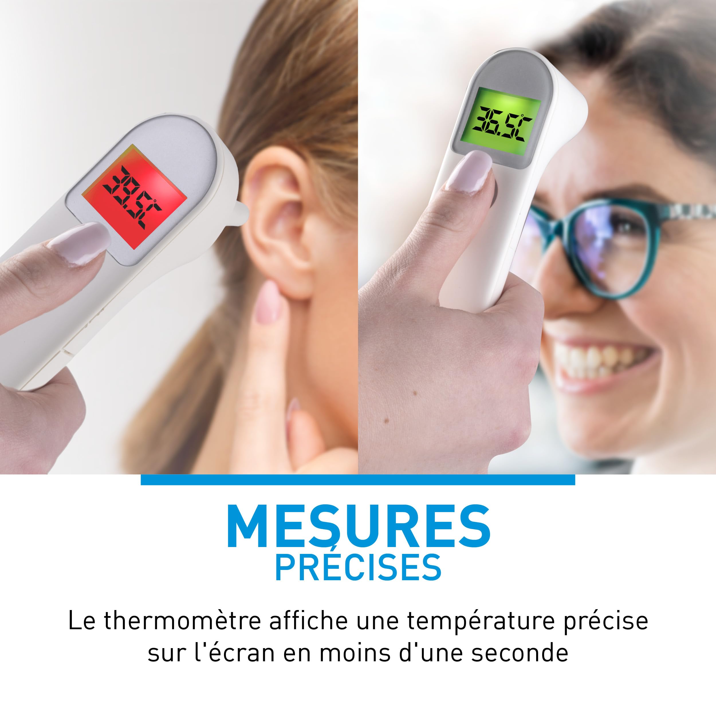 Grundig Thermomètre Infrarouge - Thermomètre Fièvre Digital - Laser Sans Contact - Pour Humains, Animaux et Objets - Pyromètre avec Codage Couleur