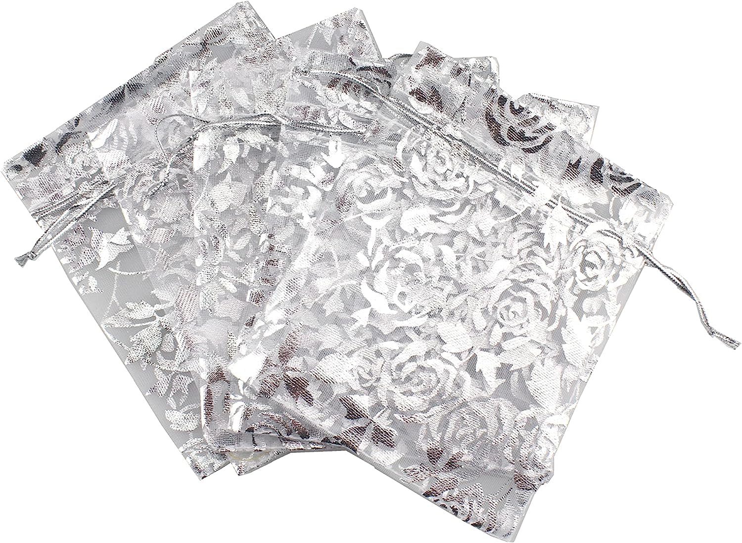 Brown Leaf 12x15 cmTransparent Printed Silver Organza Potli Bags Jewellery Pouch Best for Wedding Diwali Rakhi Party Supply Birthday Return Gifting Bags (90) (B0CCVF8WSW) Amazon Price History, Amazon Price Tracker