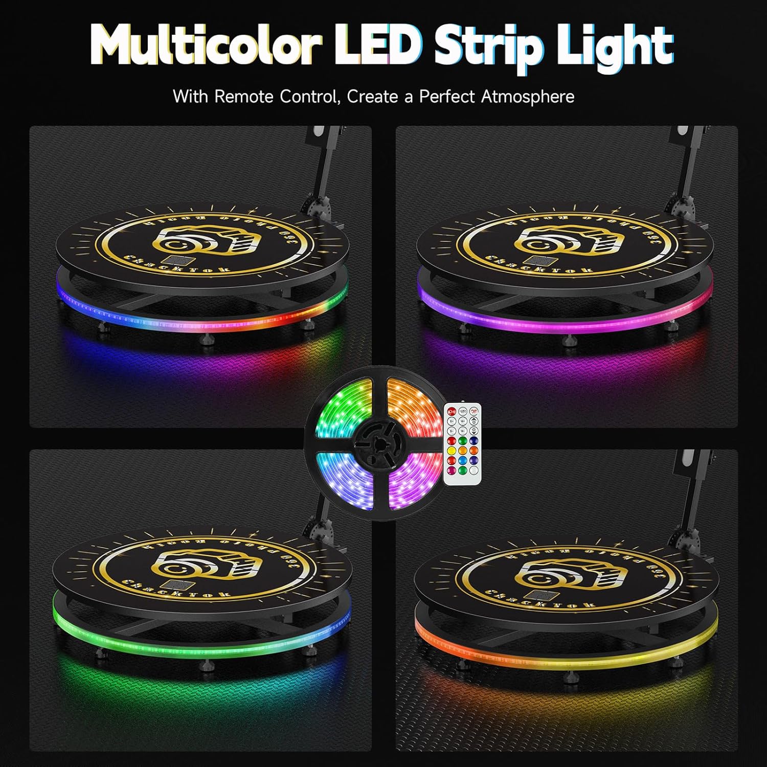 MWE 360 Photo Booth Machine for Parties with Flight Case,Software APP Remote Automatic 360 Spin Camera Video Booth (Light Box, 40in)