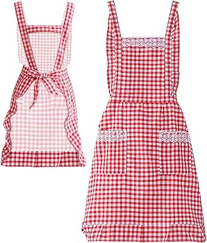Amazon.com: JJYHEHOT Women Classic Vintage Apron, Red and White