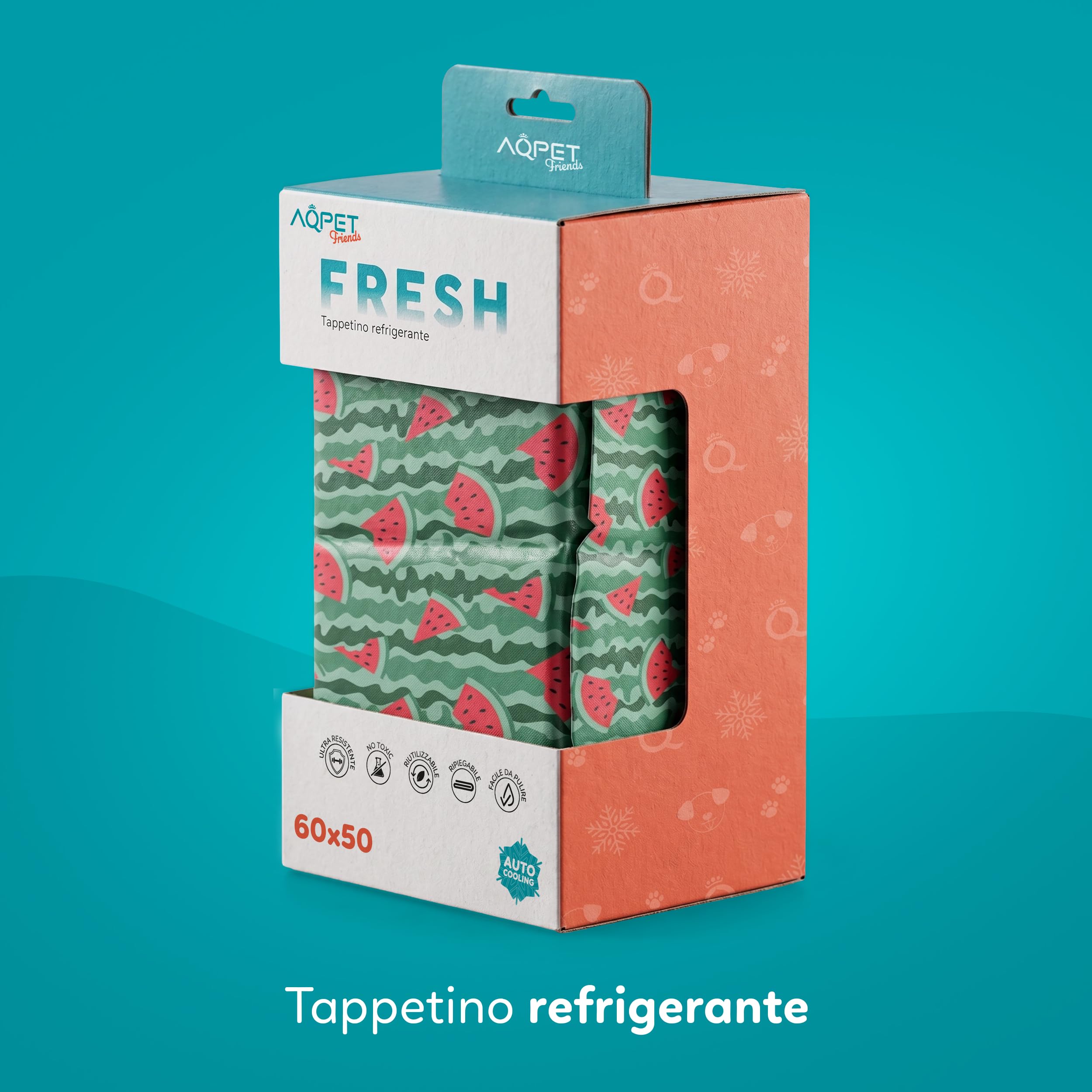 AQPET AqpetFriends - Alfombrilla refrigerante refrescante para Perros, Gatos y Animales, con diseño de Frutas, 60 x 50 cm