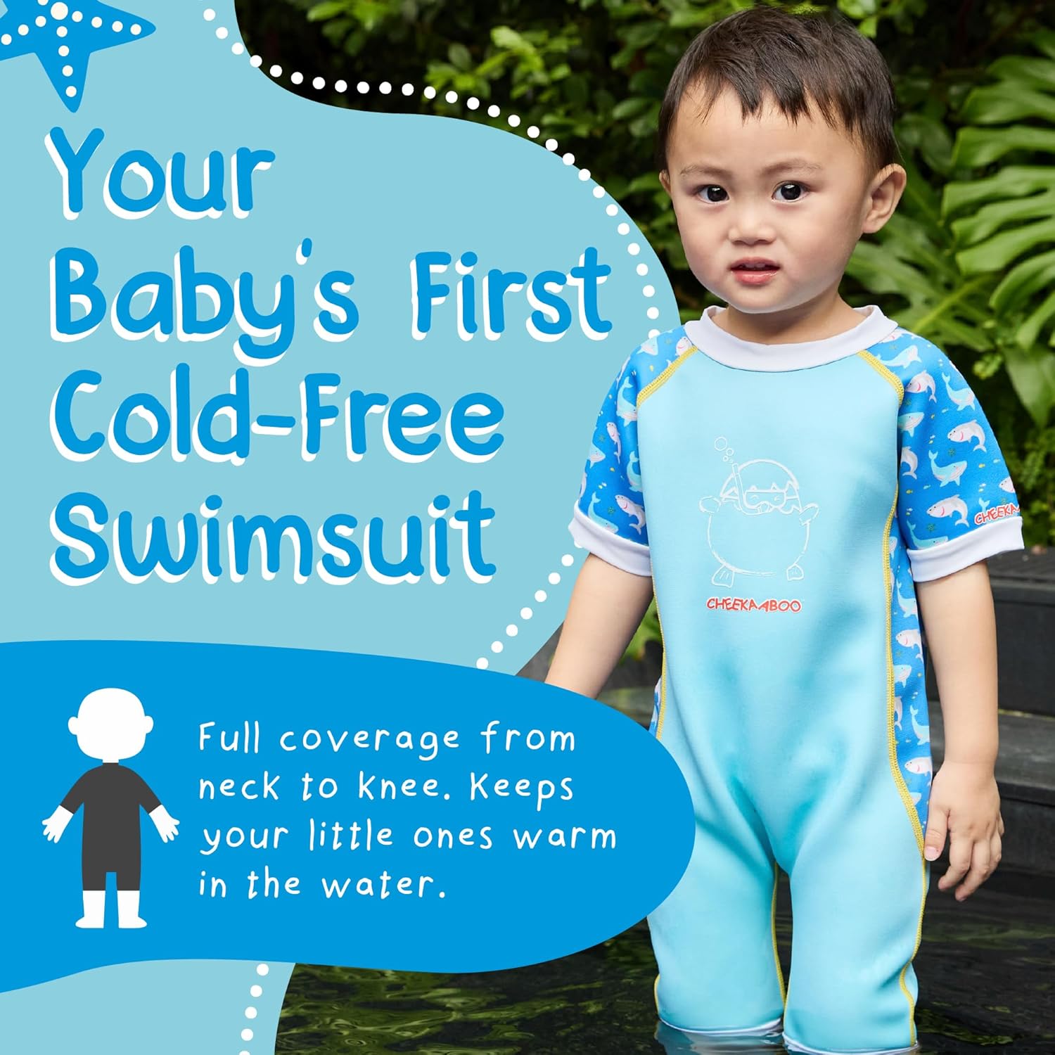 Warmiebabes Baby & Toddler Thermal Swimsuit 2mm Neoprene Wetsuit | UPF50+ Sun Protection, Snug Arm & Leg Bands | Keeps Infants & Kids Warm in Water (6 Months – 4 Years)