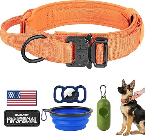 Vista 33 de HYDEME Collar táctico ajustable para perro, collar de nailon de entrenamiento militar con mango de control y hebilla de metal pesado para perros