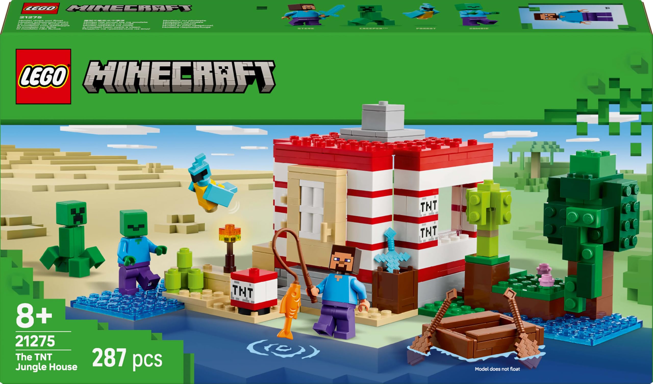 LEGO Minecraft Dom TNT w dżungli, kolekcjonerska zabawka dla dziecka, zestaw konstrukcyjny dla chłopców i dziewczynek, pomysł na prezent dla gamera, dla 8-latków i starszych fanów gry 21275