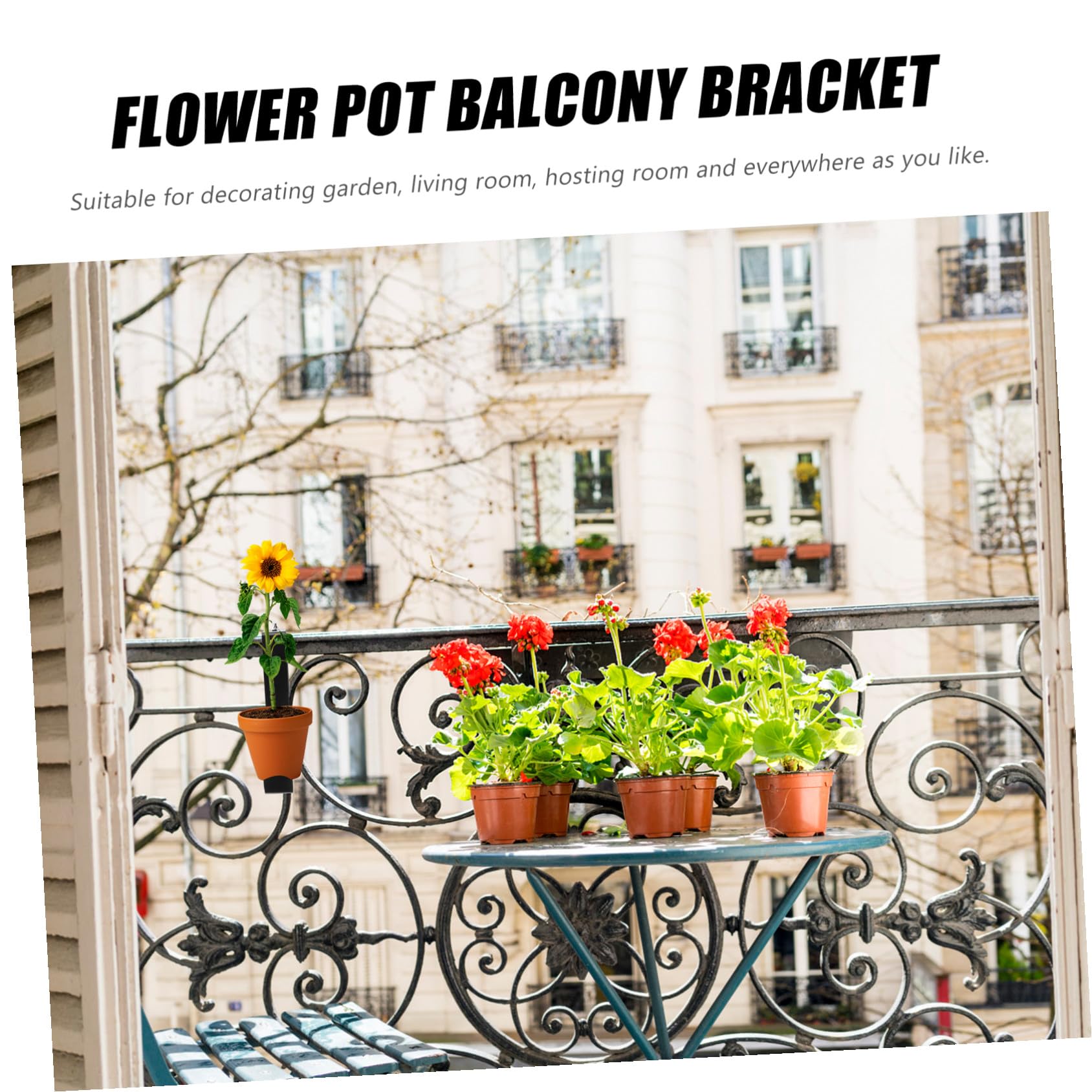 Stalowych Haków Do Kwiatów Balkon Regulowany Uchwyt Do Doniczek Ogrodowych Trwały Metalowy Wieszak Rośliny Praktyczny Organizer Przestrzeni