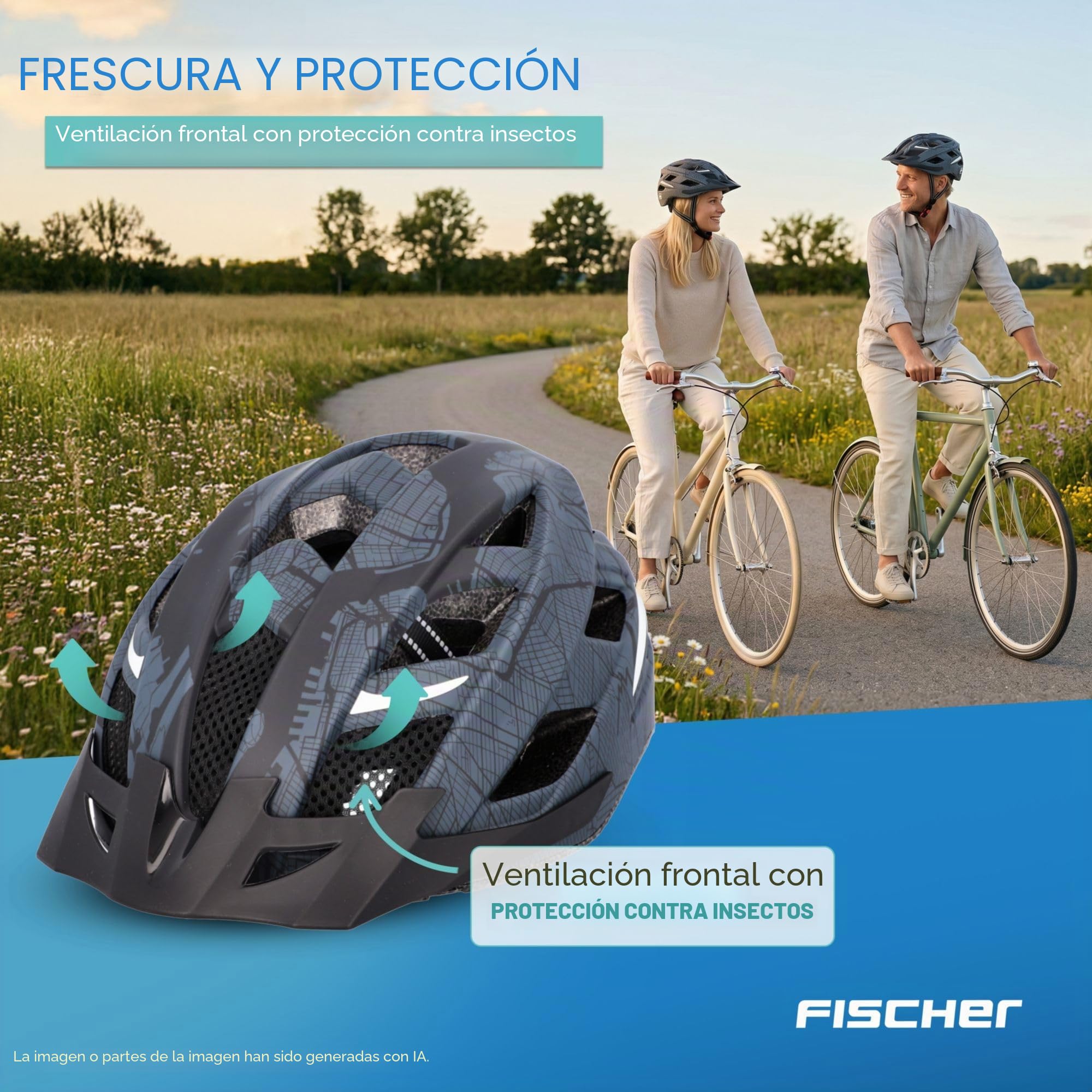 Fischer Urban Plus - Casco de ciclismo con luz trasera LED integrada para hombre y mujer