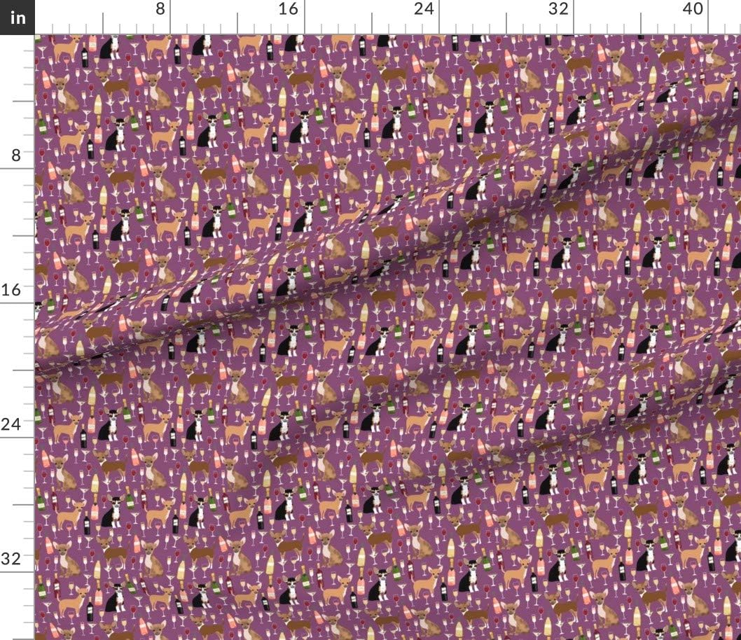 Spoonflower Fabric - Chihuahua Wine Champagne Cute Dog Breed Pattern Chihuahuas Dogs Pet Printed on Petal Signature Cotton Fabric by The Yard - Sewing Quilting Apparel Crafts Decor