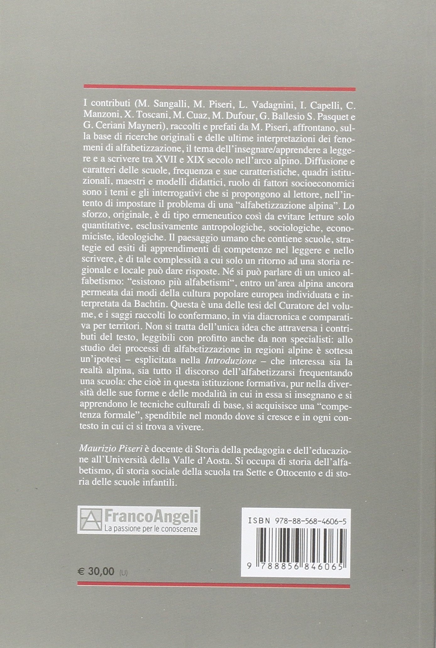 L'alfabeto in montagna. Scuola e alfabetismo nell'area alpina tra età moderna e XIX secolo