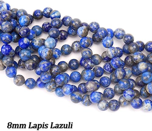 Miniatura 5 de 70 piedras preciosas naturales curativas de 0.31 pulgadas, piedra energética de lapislázuli, cuentas sueltas redondas, cuentas de cristal