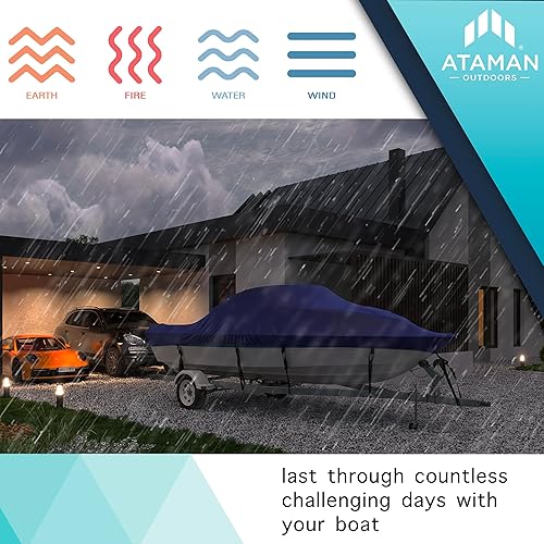 Miniatura 8 de Ataman Trailerable Waterproof Boat Cover - 600 Marine Grade Polyester Canvas Boat Covers for V-Hull, Tri-Hull, Runabout Boat - Boat Cover 23-24 ft