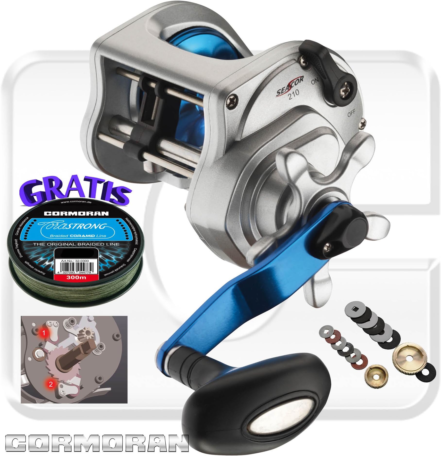 Cormoran Seacor 210 L - Multiplier reel + braided Cormoran line