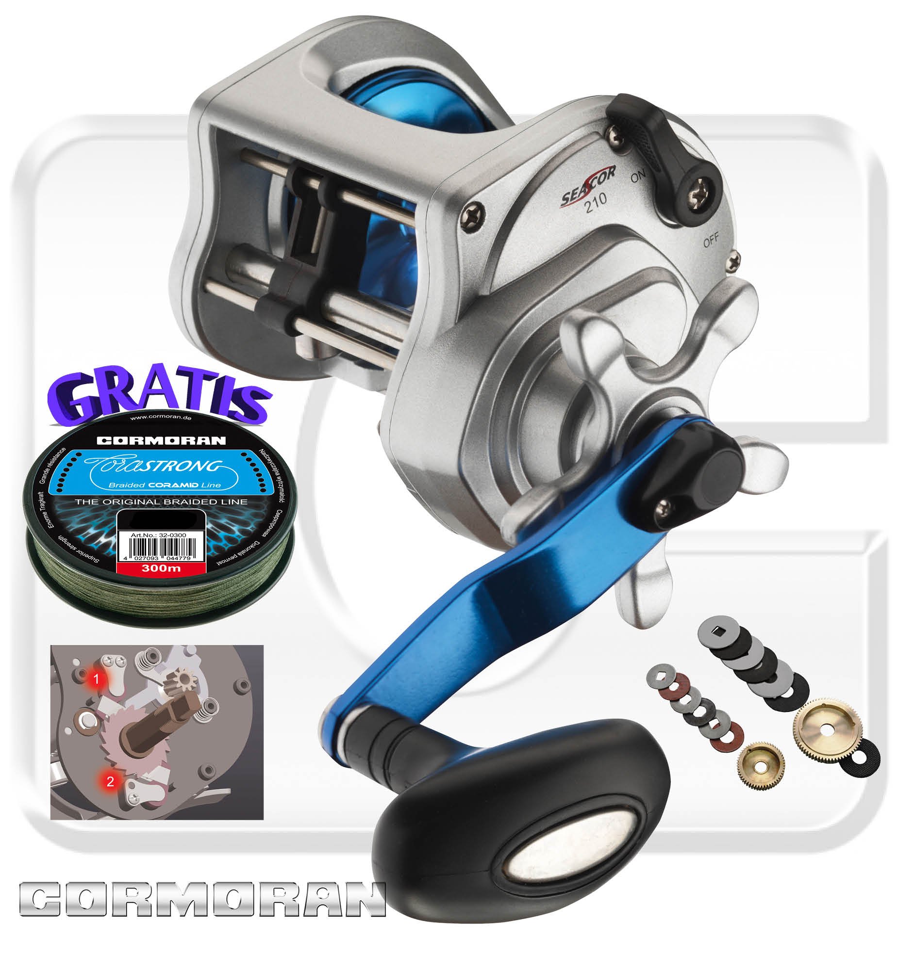 Cormoran Seacor 210 L - Multiplier reel + braided Cormoran line