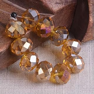 10 Cuentas de Cristal facetadas Redondas chapadas en AB de 14 mm para Hacer Joyas, Color marrón AB