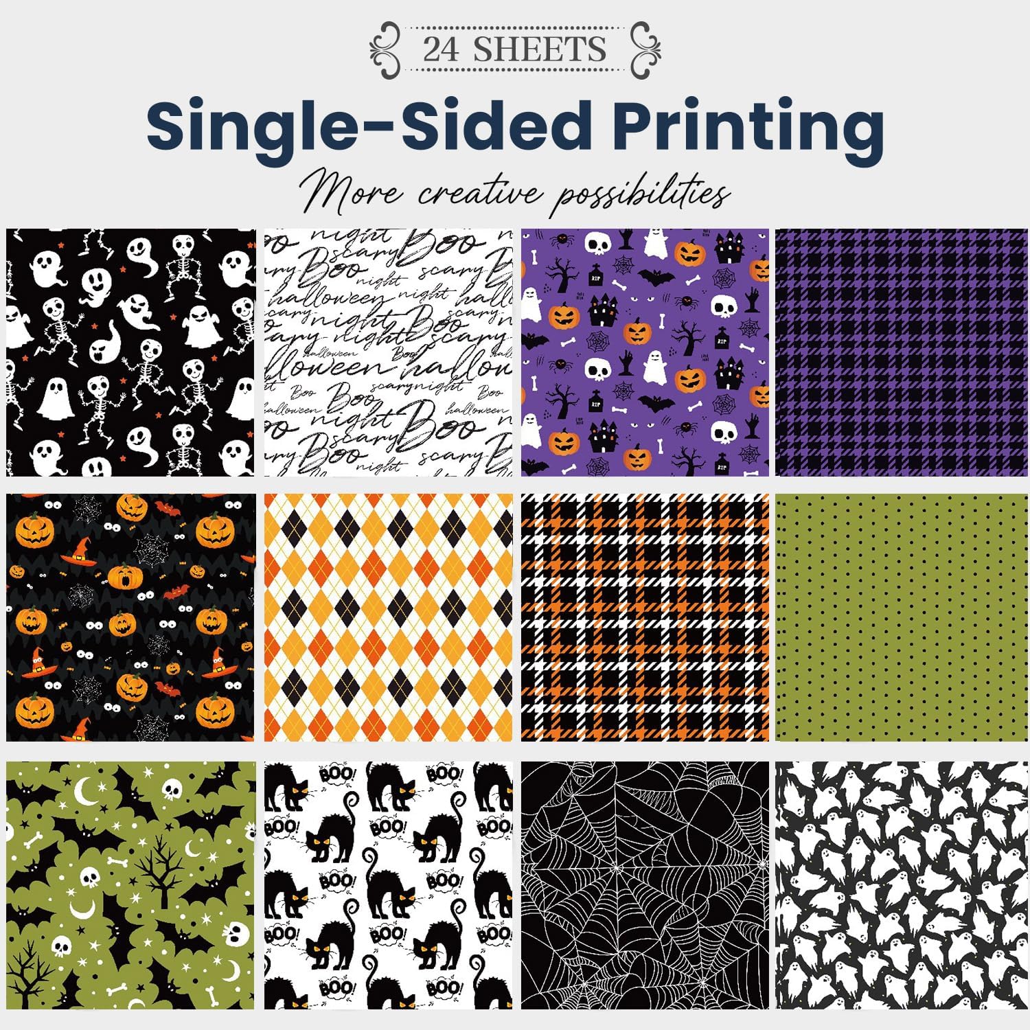 Halloween Scrapbook Paper Retro Origami Papers Pad 6×6- 24 Sheets Single-Sided Halloween Ghost Patterned Craft paper for Kids DIY Cardmaking journaling Scrapbooking Junk Journal Papers.