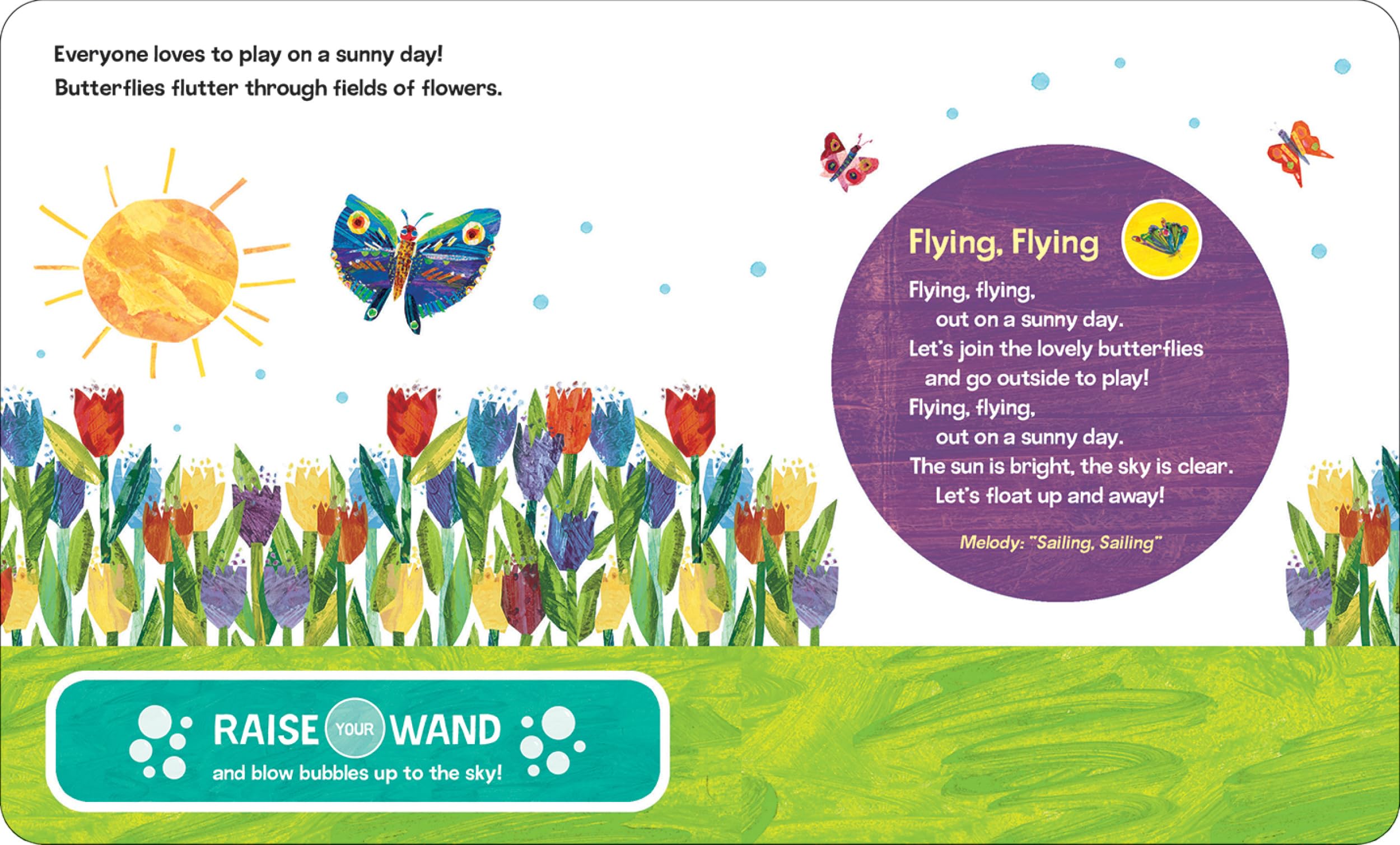 World of Eric Carle, The Very Sunny Day! Book and Musical Bubble Wand Sound Book Set - Toy Bubble Wand Plays 5 Songs - PI Kids - Image 4