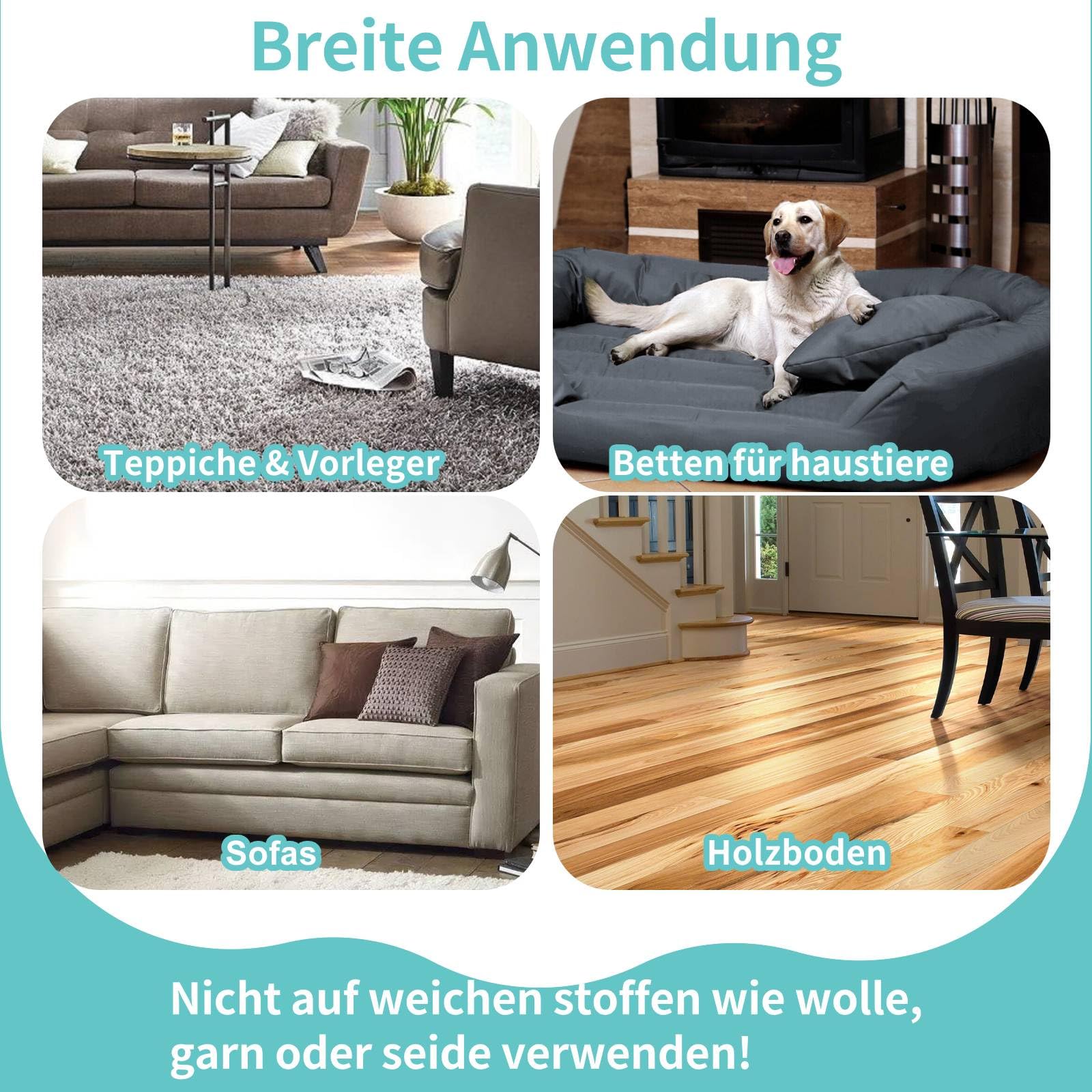 Tierhaarentferner, 2-in-1-Haarentferner, Teppichbürste mit 137 cm Verstellbarem Griff zum Entfernen von Tierhaare aus Autos, Teppichen, Fußböden, Sofas und Kleidung (Blau)