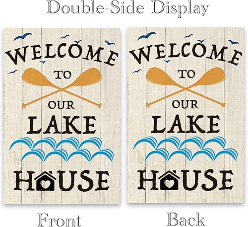 Miniatura 3 de ShuanQ - Bandera de bienvenida de doble cara para el hogar, patio, exterior, decoración de casa con lago, Life is Better at the Lake para patio,