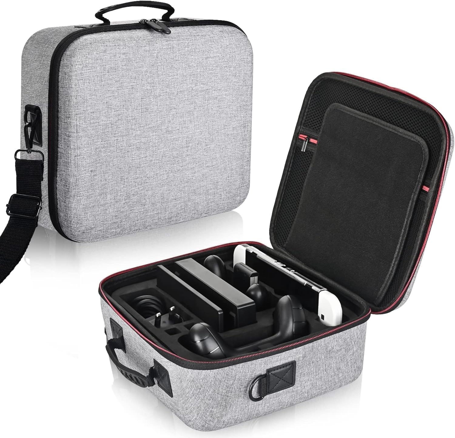 Portable Case Compatible with ND Switch and Switch OLED Large Portable Storage Case Fit for Switch Console and All Accessories of Carry Case Easy Clean Case (Grey)