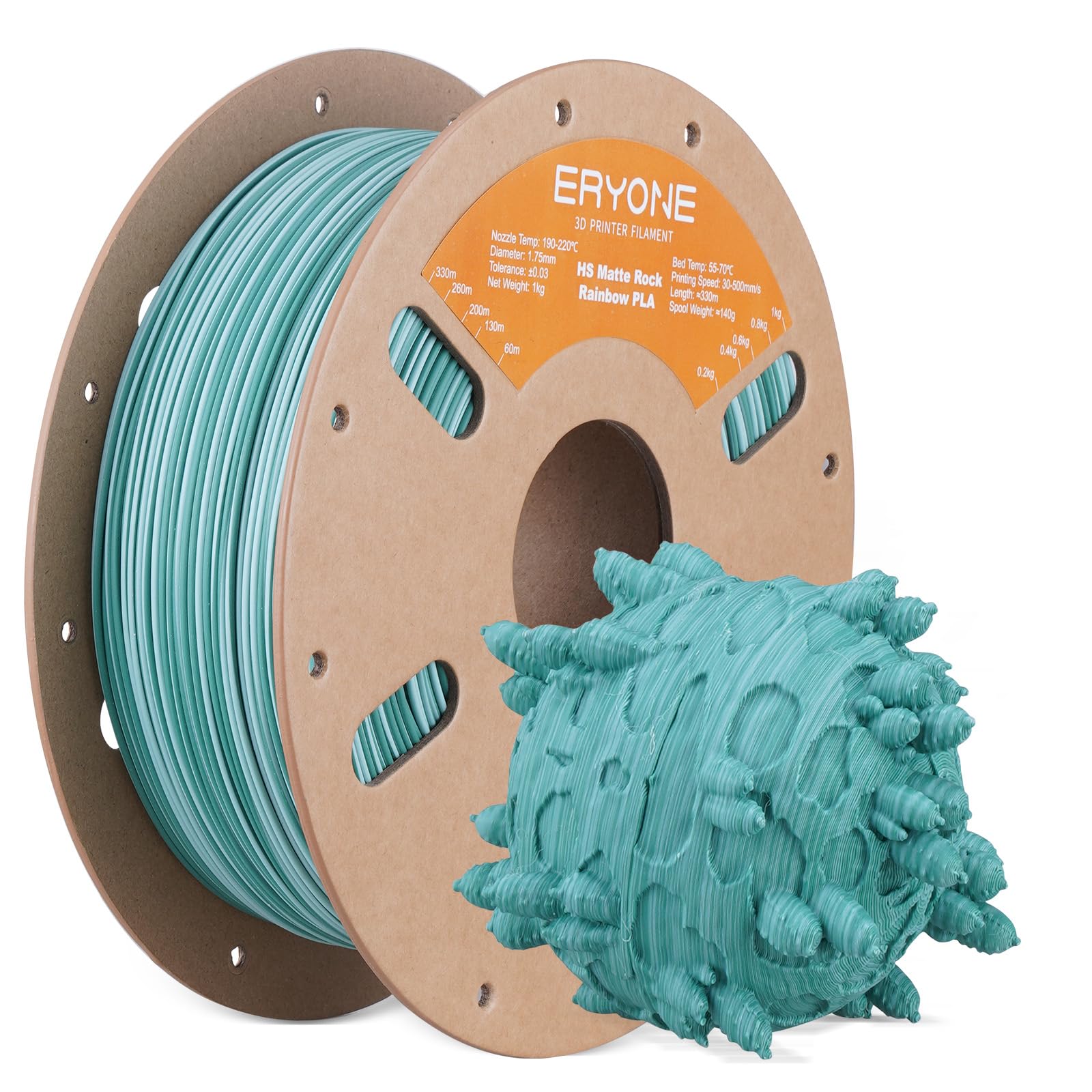ERYONE Matte Twist PLA Filament 1.75mm,3D Printer Filament PLA Matte +/-0.03mm, 1kg(2.2lbs)/Spool,Fast Color Change Matte Multicolored Rainbow PLA, Matte Rock PLA Frosted Mint