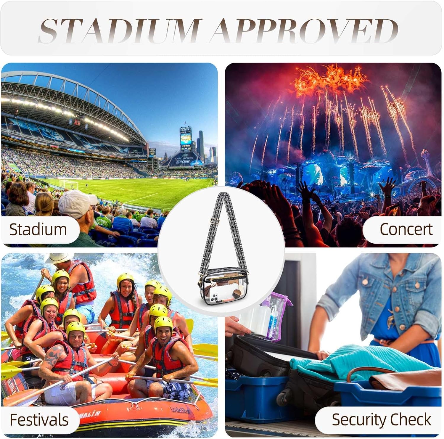 Clear Bag Stadium Approved, Clear Crossbody Bag Purses for women for Concert, Sports, Festivals - Image 6