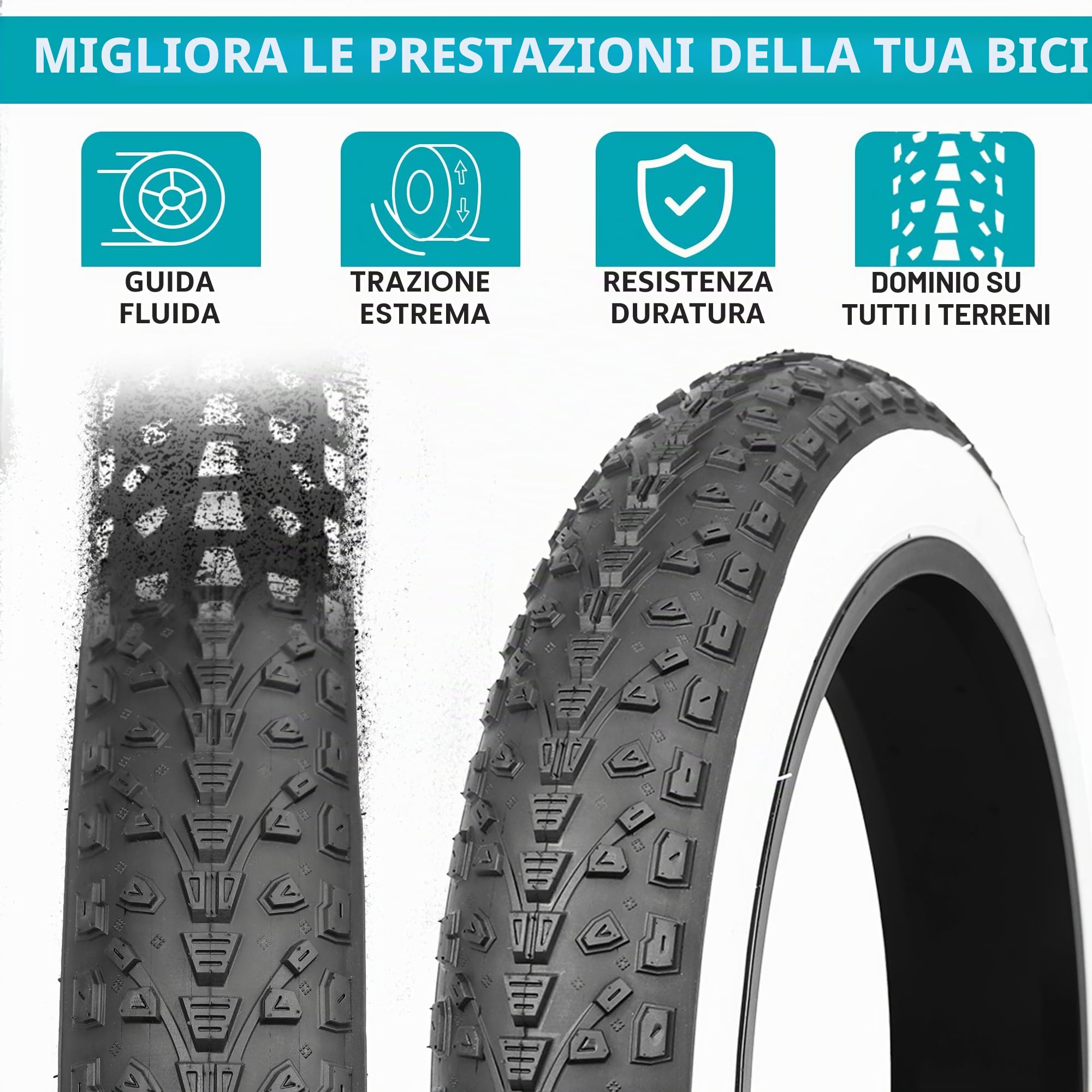 ZUKKA 20/26 pollici Heavy Duty - Pneumatico per bicicletta elettrica, 20/26 x 3,0 cm, per bicicletta elettrica, compatibile con Wide Mountain Snow Bicycle