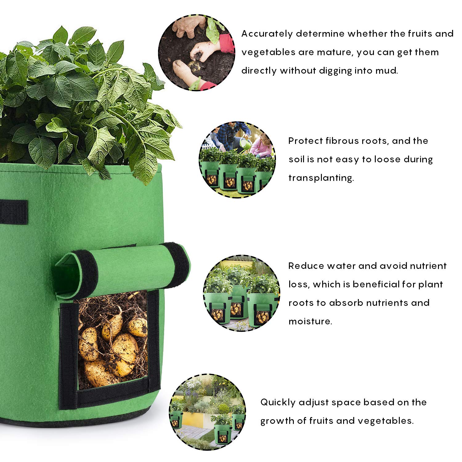 2 Sacs Culture Pommes De Terre 9 Gallons - Tissu Non Tissé Avec Fenêtre - Réutilisables