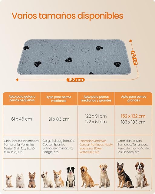 Foto 5 de 8 de Feandrea Empapadores Alfombras Lavables para Perros, 2 Pieza, 152 x 122 cm