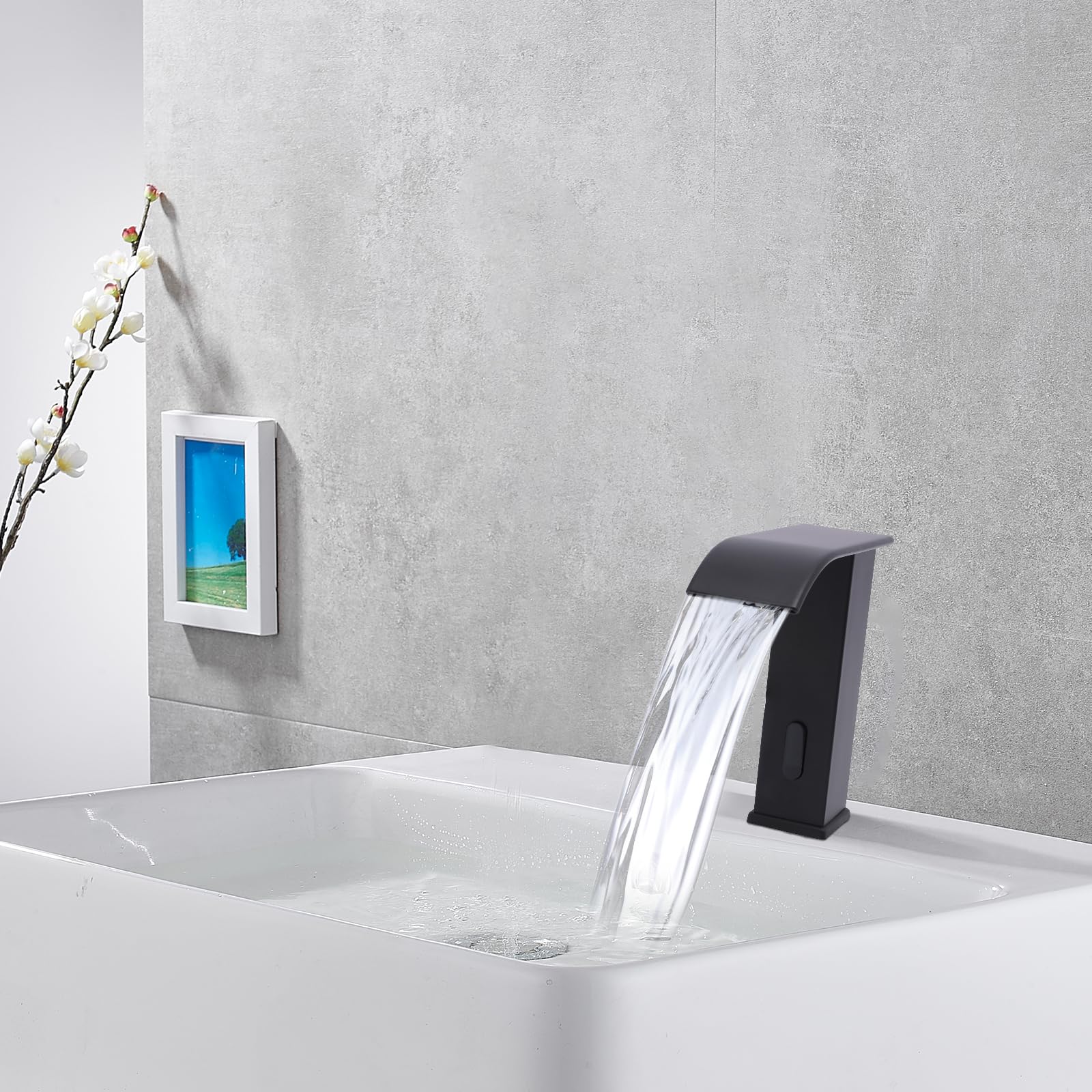 Rubinetto da bagno con sensore a infrarossi nero per lavabo