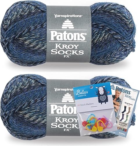 Patons Kroy Socks FX Yarn - Paquete de 2 marcadores de puntada Bella's Crafts (color cobre)
