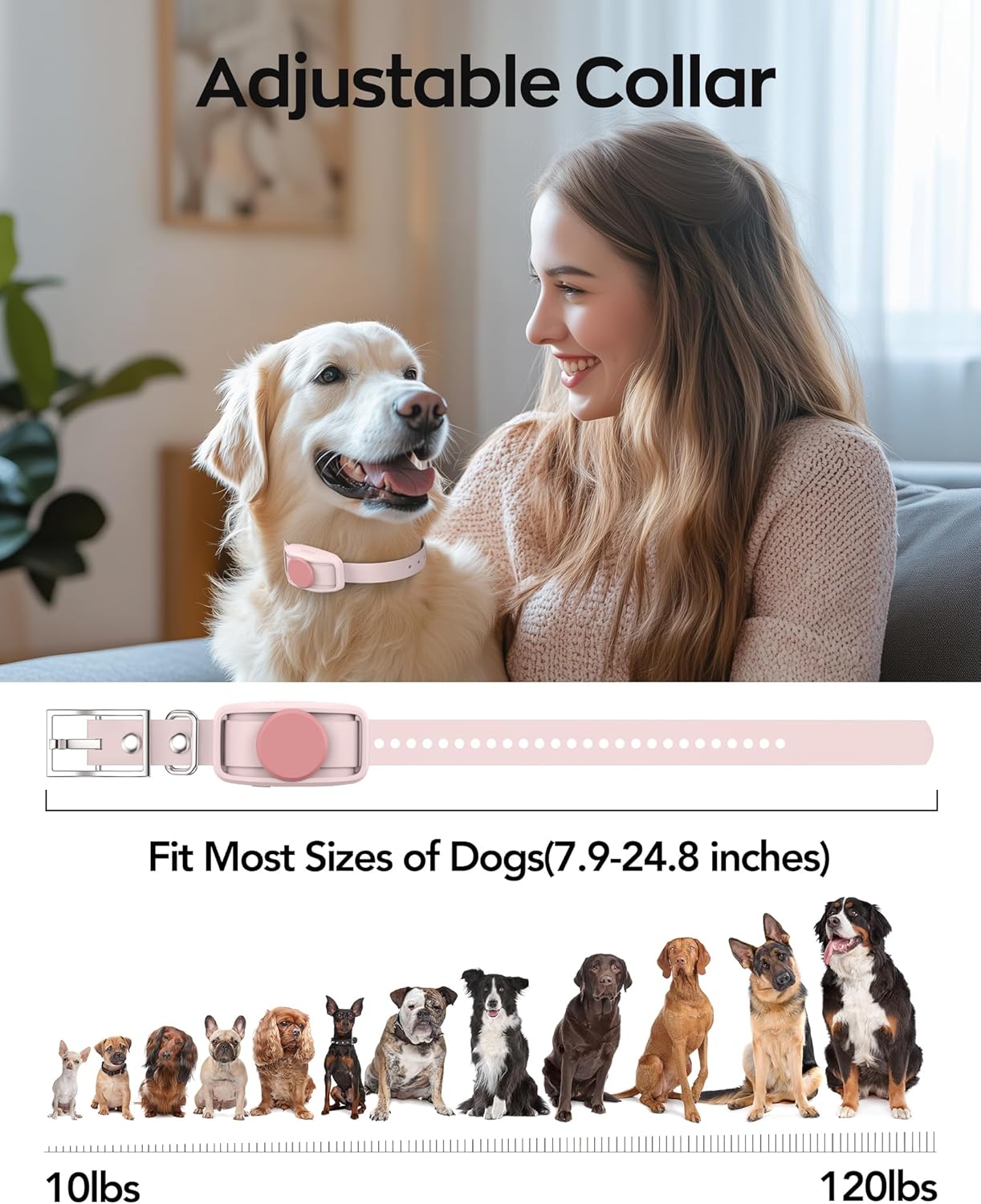 Delupet Dog Shock Collar - 4200FT Remote Control with 3 Training Modes - Beep, Vibration, Safe Shock, IPX8 Waterproof Rechargeable Electric Collars for Small Medium Large Dogs (Pink)