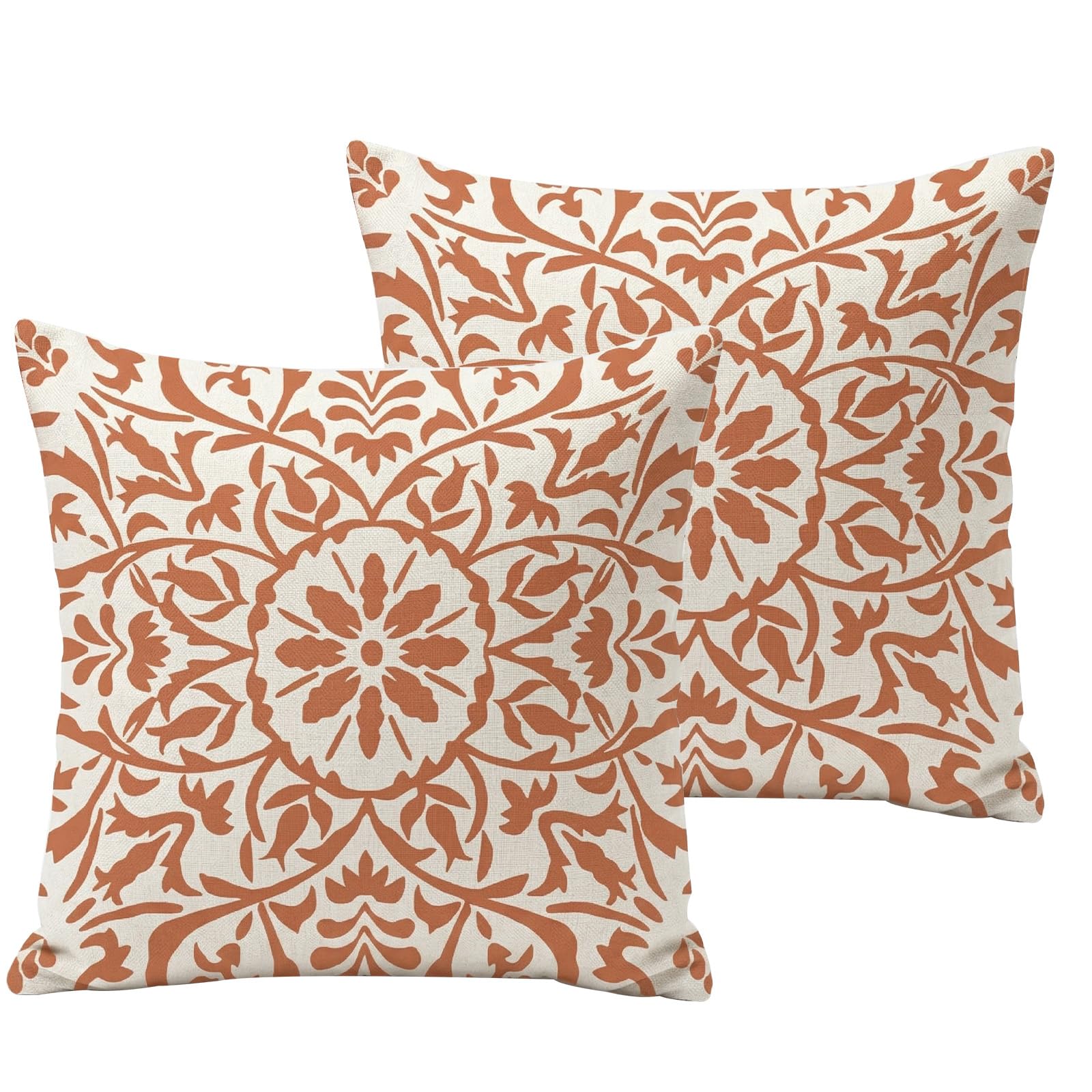 Bdfgh Orange Set of 2 Cushion Covers 45 x 45 cm Bohe Flower Modern Case for Sofa Bed Couch Outdoor Cushions Covers 18 x 18 Inch Home Garden Decorations