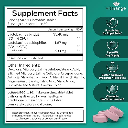 Miniatura 7 de Alivio de colon de VitaRange alivio rápido del estreñimiento y la hinchazón con fibra prebiótica de fibra solar y probióticos pre + para la salud