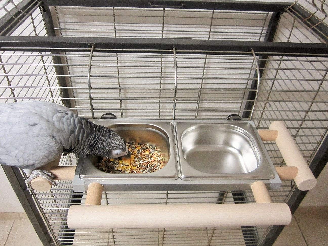 Papageien Freisitz Vögel Futternapf Futterbar, Futterschale Edelstahl *ZINKFREI*