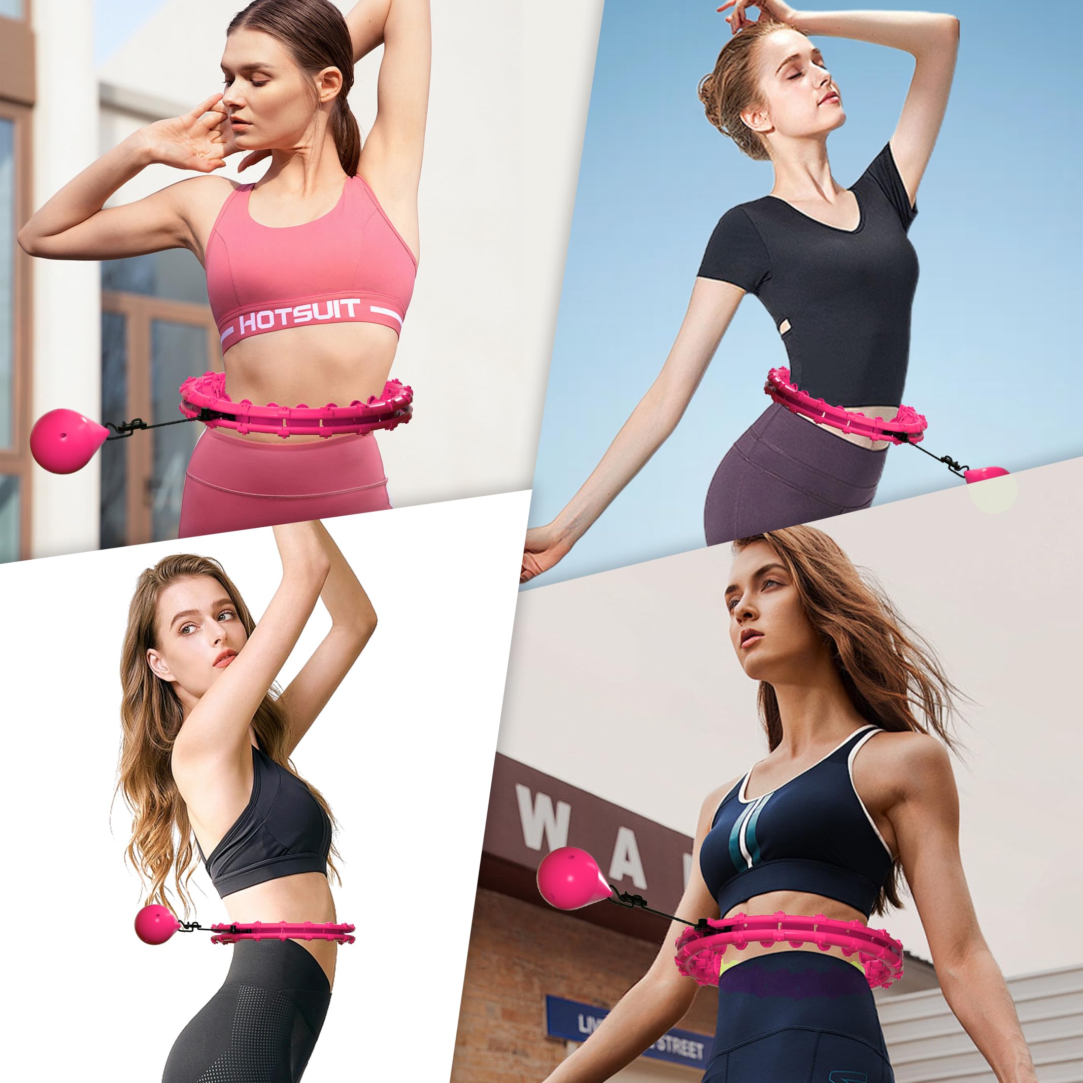 Cerceau lesté Infinity Fitness pour perte de poids adulte, cerceau intelligent 2 en 1 avec 28 maillons (133 cm), cerceau d'exercice adapté pour les femmes et les débutants