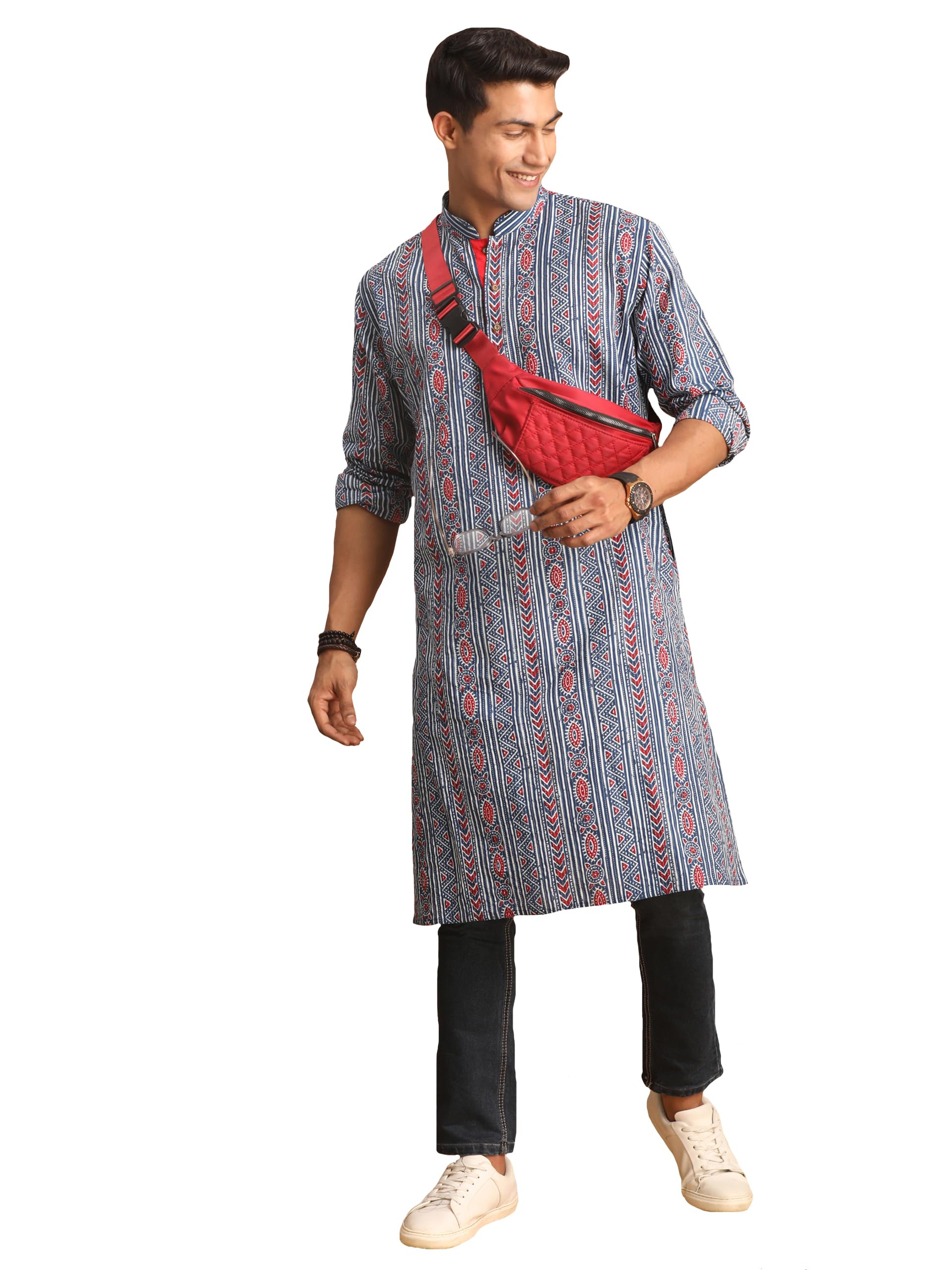 shvaas by vastramay Men's Cotton Knee Length Kurta-picture-18