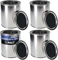 Master Elite 1 Pint Unlined Metal Paint Cans with Triple-Tight Lids, Pack of 4 - USA-Made Steel Buckets for Oil-Based Paint, Crafts & DIY Storage