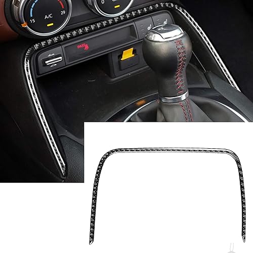 Vista 7 de RRX Calcomanía de fibra de carbono real para consola central de automóvil, carga USB, panel de toma de corriente, marco de almacenamiento central