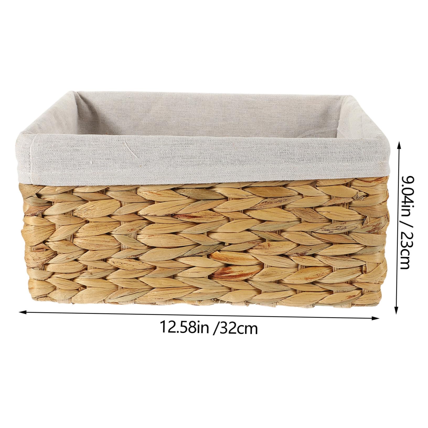 Cesta de Almacenamiento de Fibra Natural con Forro de Lino, Rectangular