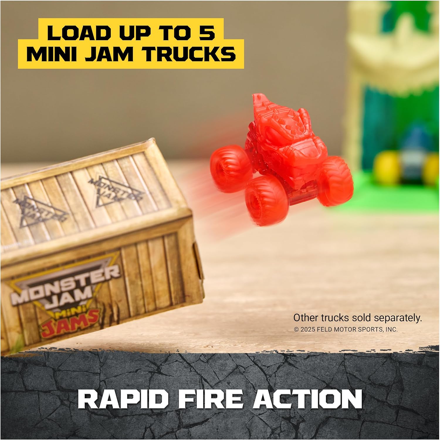 Monster Jam Mini Jams, Megalodon Jungle Blaster Launcher Playset, 2 Exclusive Die-Cast Monster Trucks & Accessory, Kids Toys for Boy and Girls Ages 3 and up