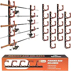 Suporte de vara de pesca para garagem, suporte de vara de pesca H5 montado na parede ou no teto com almofada protetora macia, organizador de armazenamento de vara de pesca, armazenamento horizontal de