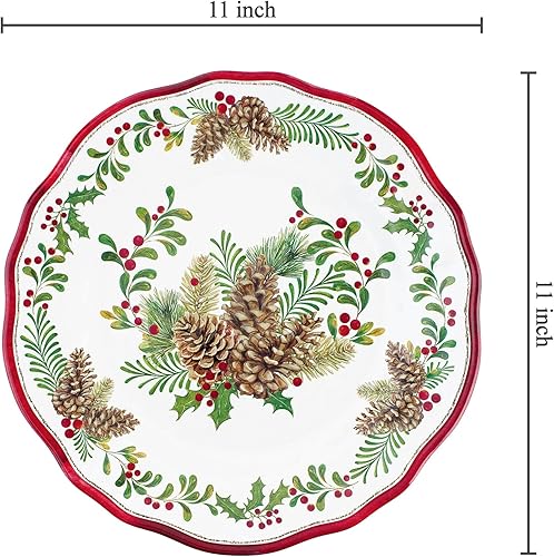 Miniatura 12 de UP ware Hanukkah - Juego de platos llanos de melamina, platos redondos con borde de cuentas para plato principal, pasta y ensalada, sin BPA, aptos